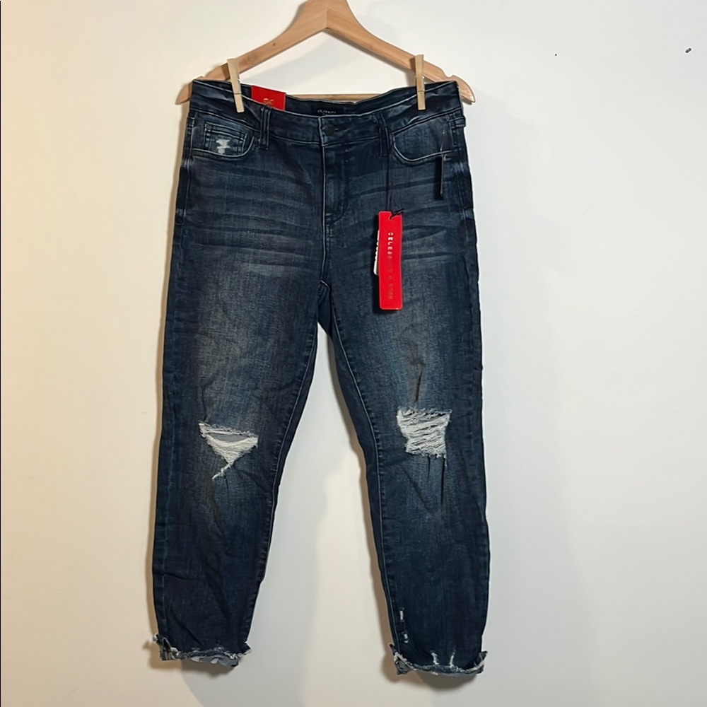 Celebrity Pink Women’s Mid Rise Ankle Skinny Distressed Blue Jeans